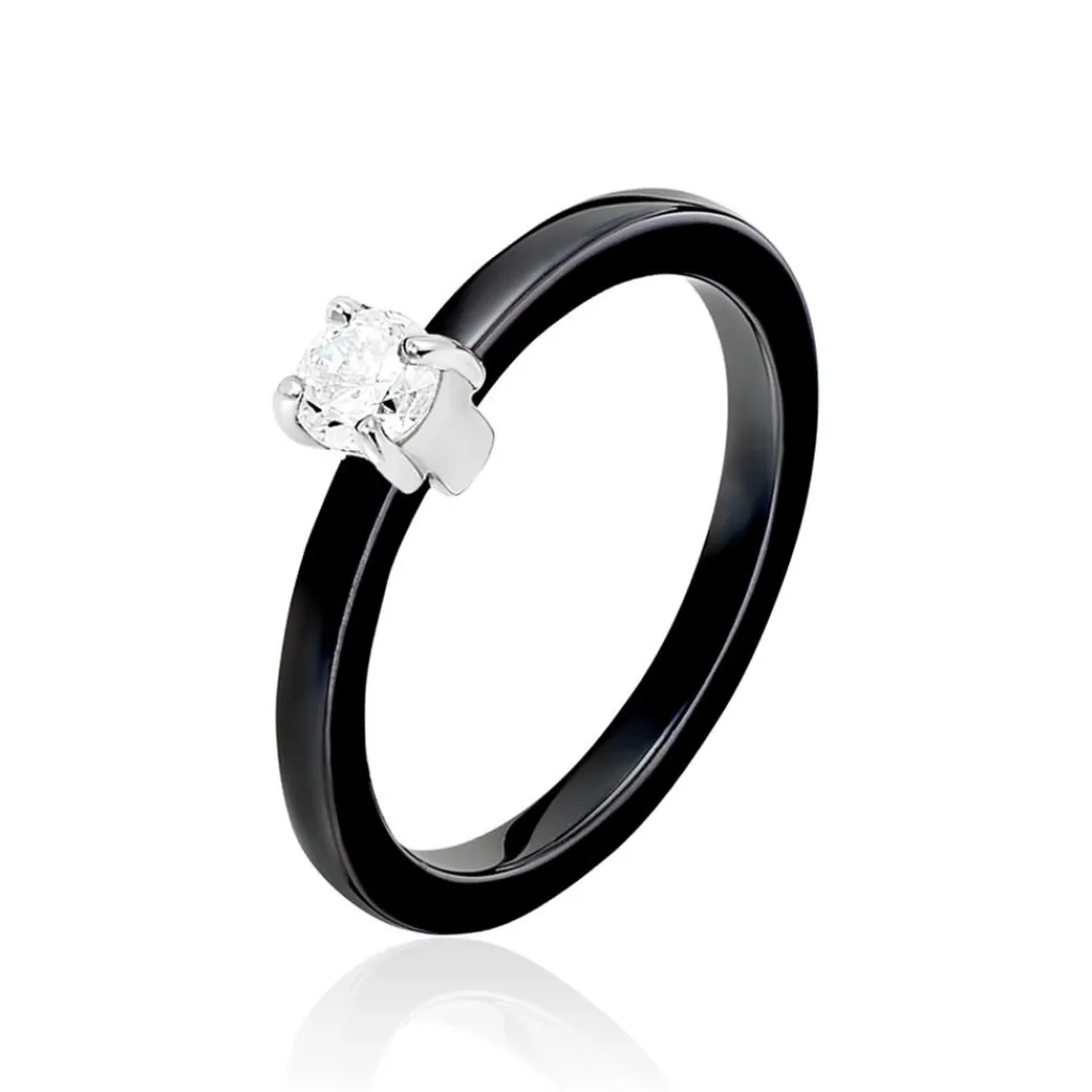 Histoire d'Or Bague Solitaire Nigelia Argent Blanc Oxyde De Zirconium