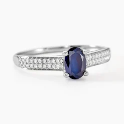 Histoire d'Or Bague Solitaire Or Blanc Crista Saphir Diamants or blanc saphir Outlet