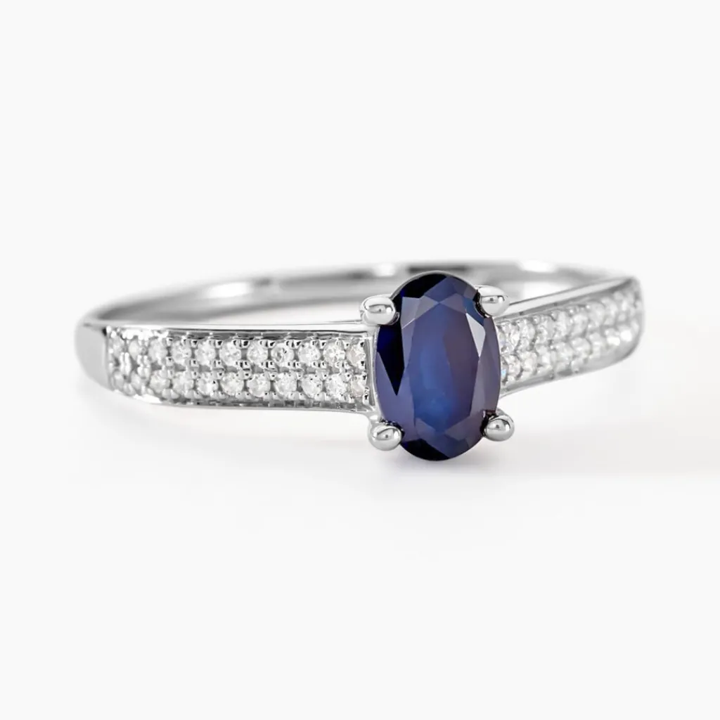 Histoire d'Or Bague Solitaire Or Blanc Crista Saphir Diamants or blanc saphir Outlet