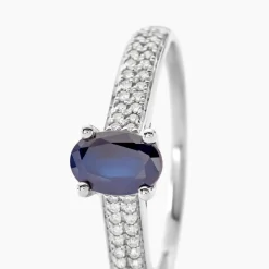 Histoire d'Or Bague Solitaire Or Blanc Crista Saphir Diamants or blanc saphir Outlet