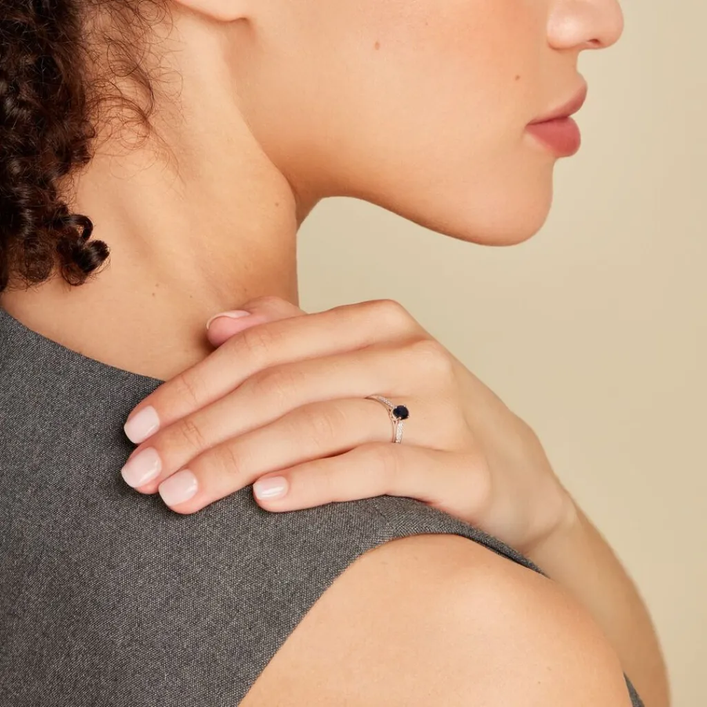 Histoire d'Or Bague Solitaire Or Blanc Crista Saphir Diamants or blanc saphir Outlet