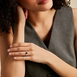 Histoire d'Or Bague Solitaire Or Blanc Crista Saphir Diamants or blanc saphir