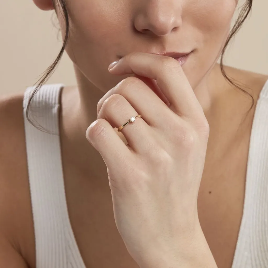 Histoire d'Or Bague Solitaire Or Jaune Aphrodite Diamant or jaune diamant blanc