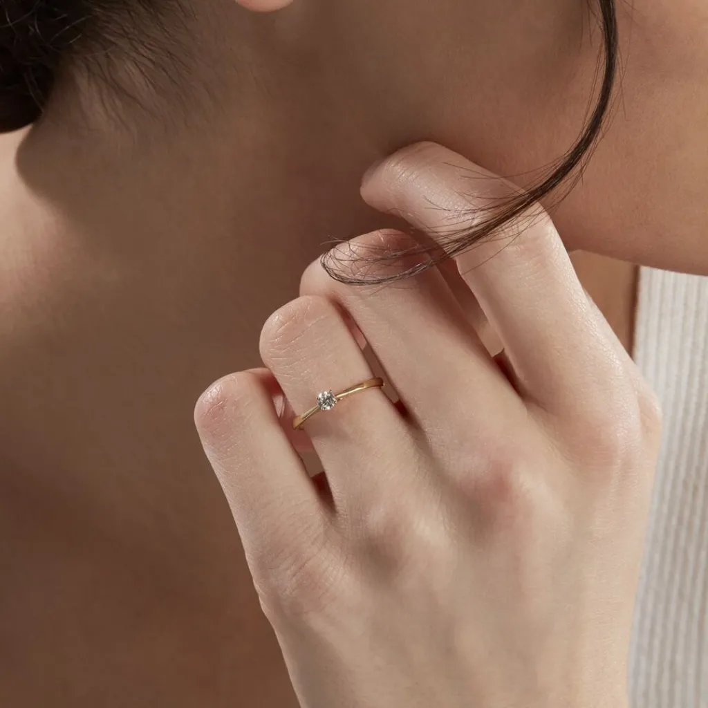 Histoire d'Or Bague Solitaire Or Jaune Aphrodite Diamant or jaune diamant blanc