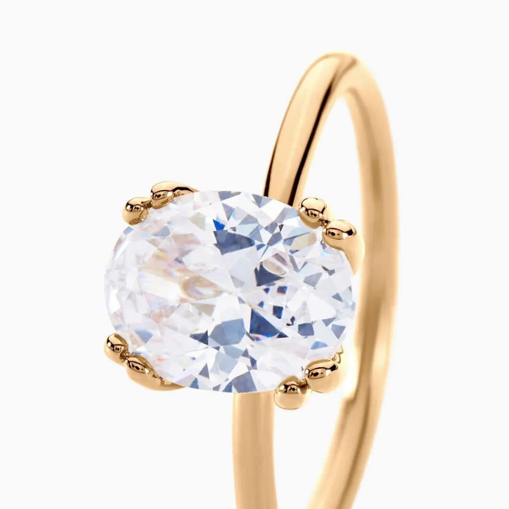 Histoire d'Or Bague Solitaire Plaqué Or Liber Oxyde De Zirconium