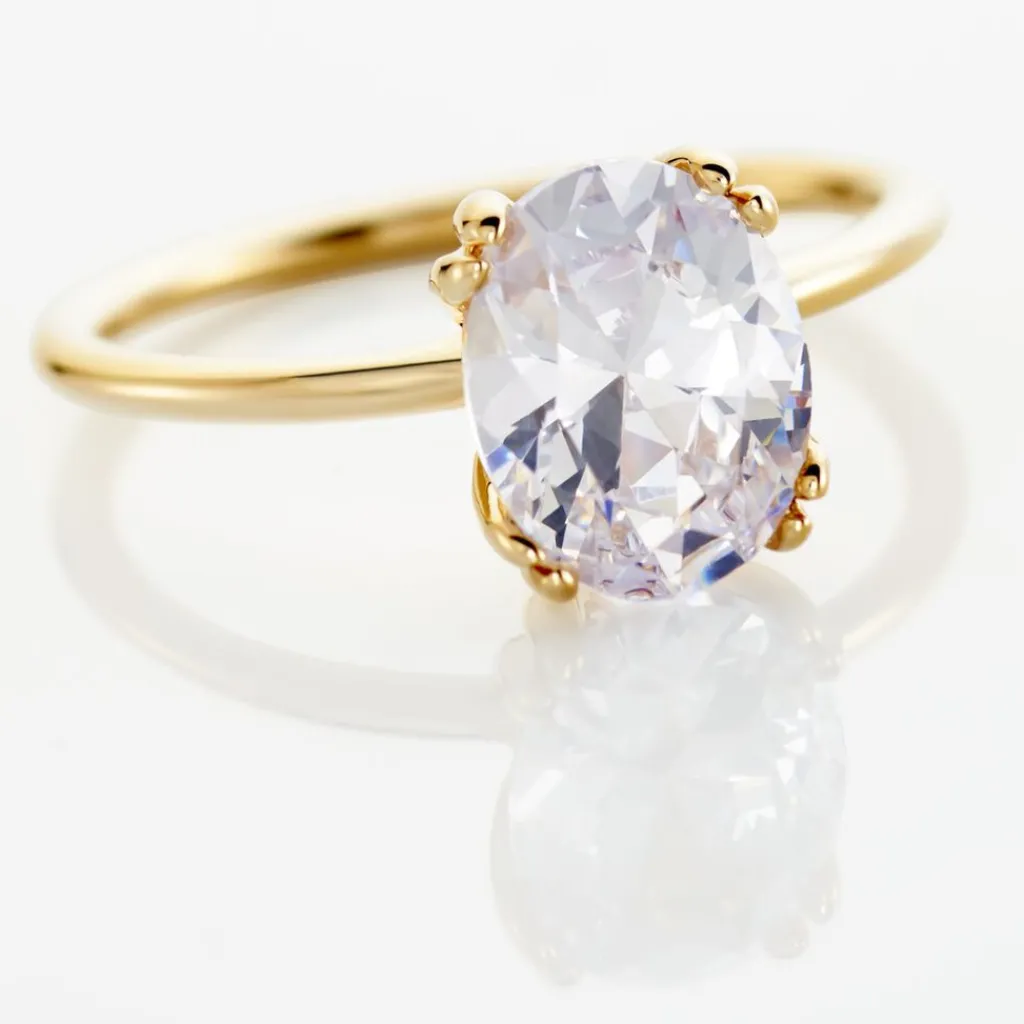 Histoire d'Or Bague Solitaire Plaqué Or Liber Oxyde De Zirconium