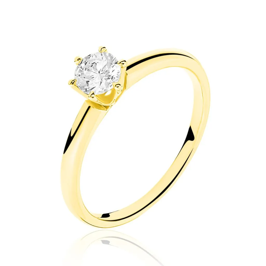 Histoire d'Or Bague Solitaire Ruken Or Jaune Diamant New