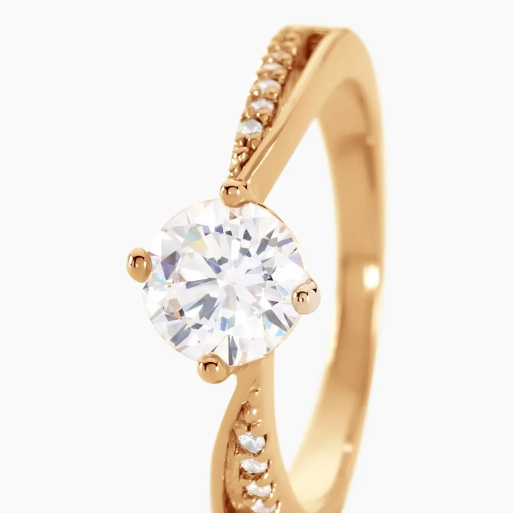 Histoire d'Or Bague Solitaire Sarah-lee Plaqué Or Jaune Oxyde De Zirconium Best