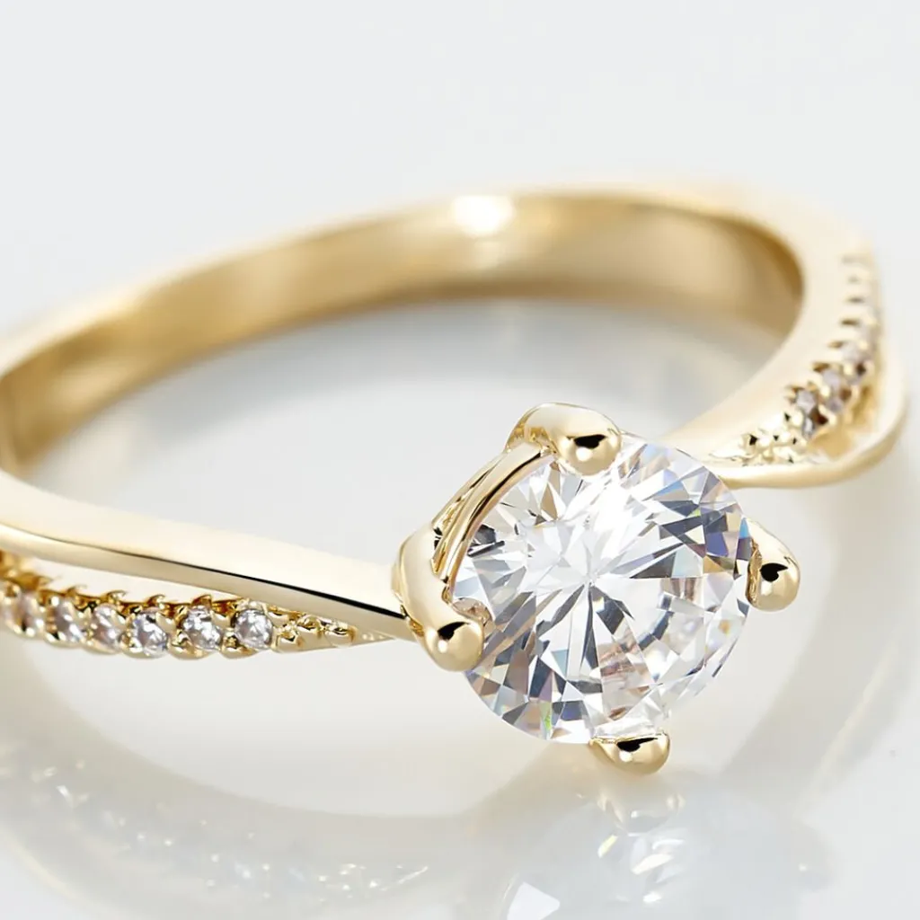 Histoire d'Or Bague Solitaire Sarah-lee Plaqué Or Jaune Oxyde De Zirconium Best