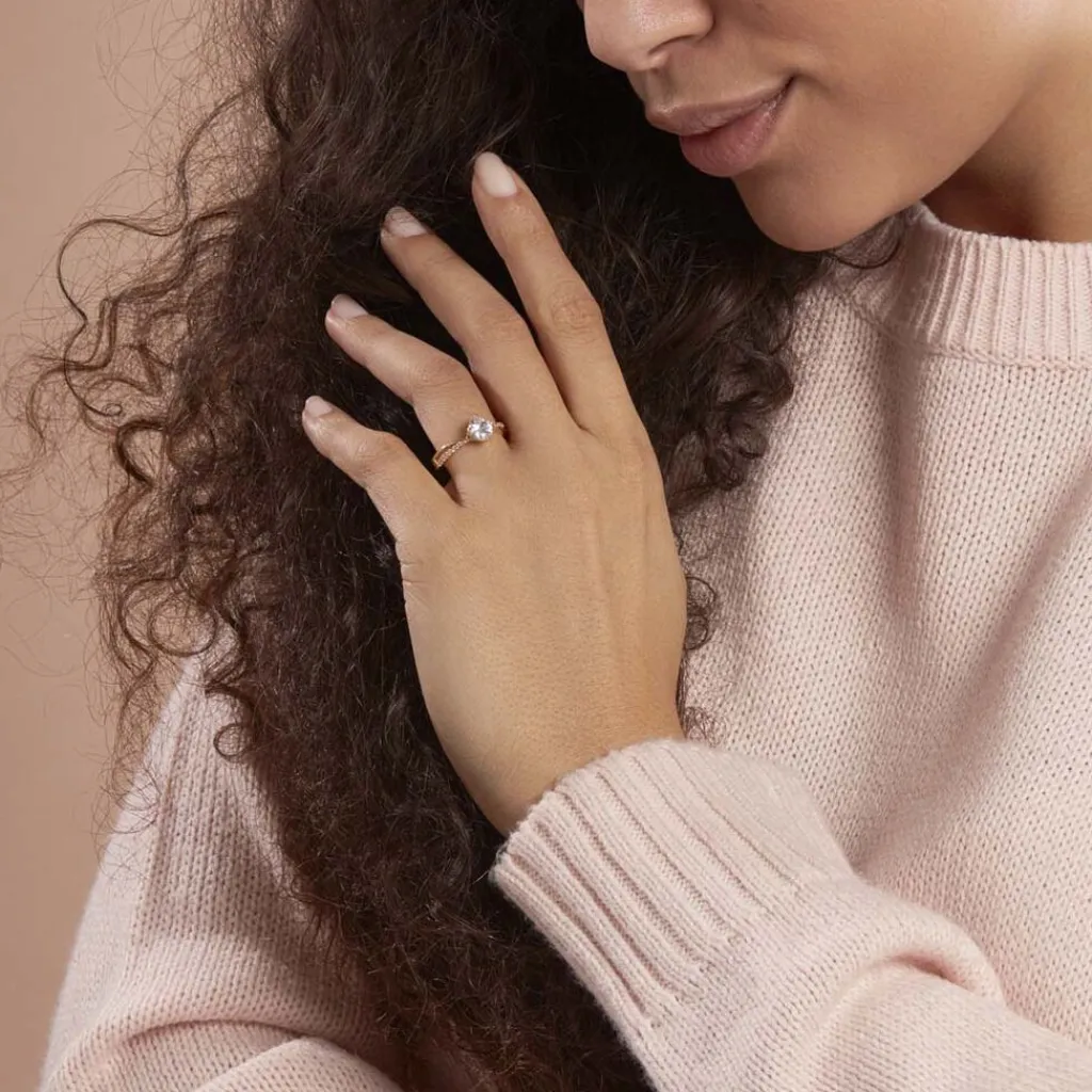 Histoire d'Or Bague Solitaire Sarah-lee Plaqué Or Jaune Oxyde De Zirconium Best