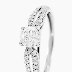 Histoire d'Or Bague Solitaire Stockholma Platine Blanc Diamant Outlet