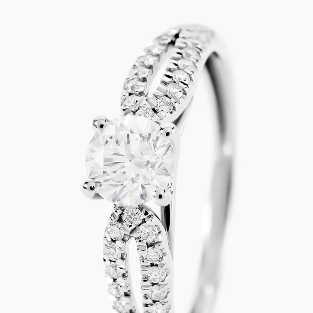 Histoire d'Or Bague Solitaire Stockholma Platine Blanc Diamant Outlet