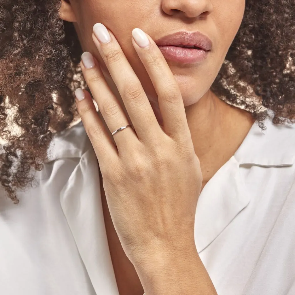 Histoire d'Or Bague Solitaire Superposition Or Blanc Diamant New
