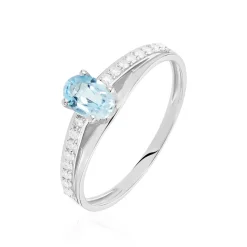 Histoire d'Or Bague Solitaire Tahyss Or Blanc Topaze Et Oxyde De Zirconium Sale