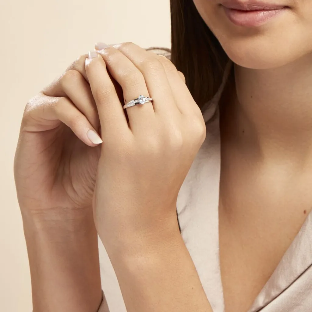 Histoire d'Or Bague Solitaire Tahyss Or Blanc Topaze Et Oxyde De Zirconium Sale