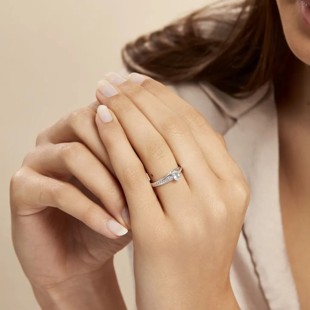 Histoire d'Or Bague Solitaire Tahyss Or Blanc Topaze Et Oxyde De Zirconium Sale