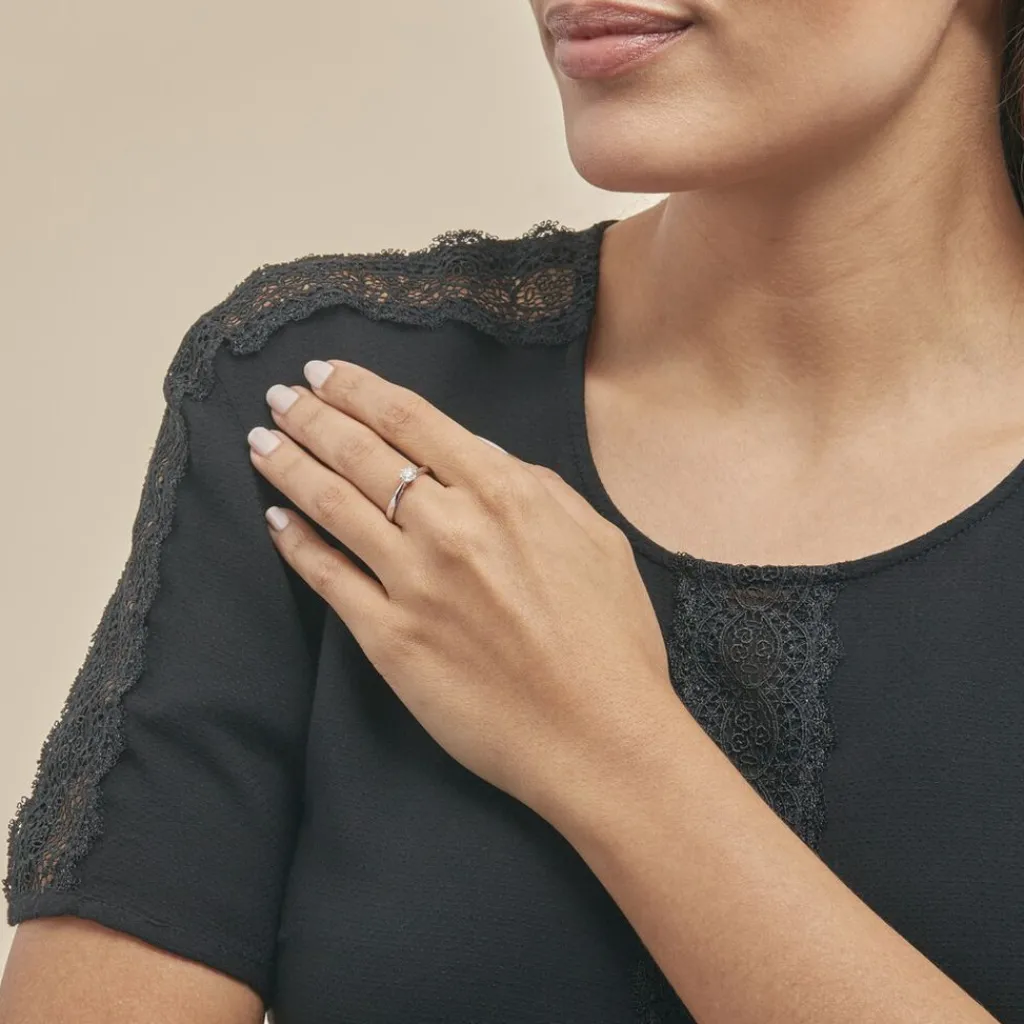 Histoire d'Or Bague Solitaire Veronika Or Blanc Diamant Discount