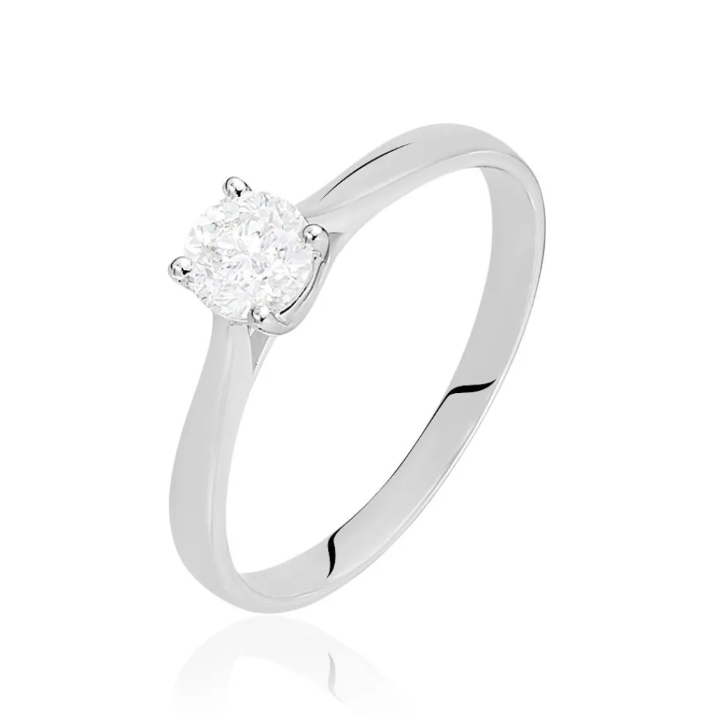 Histoire d'Or Bague Solitaire Victoria or blanc diamant New