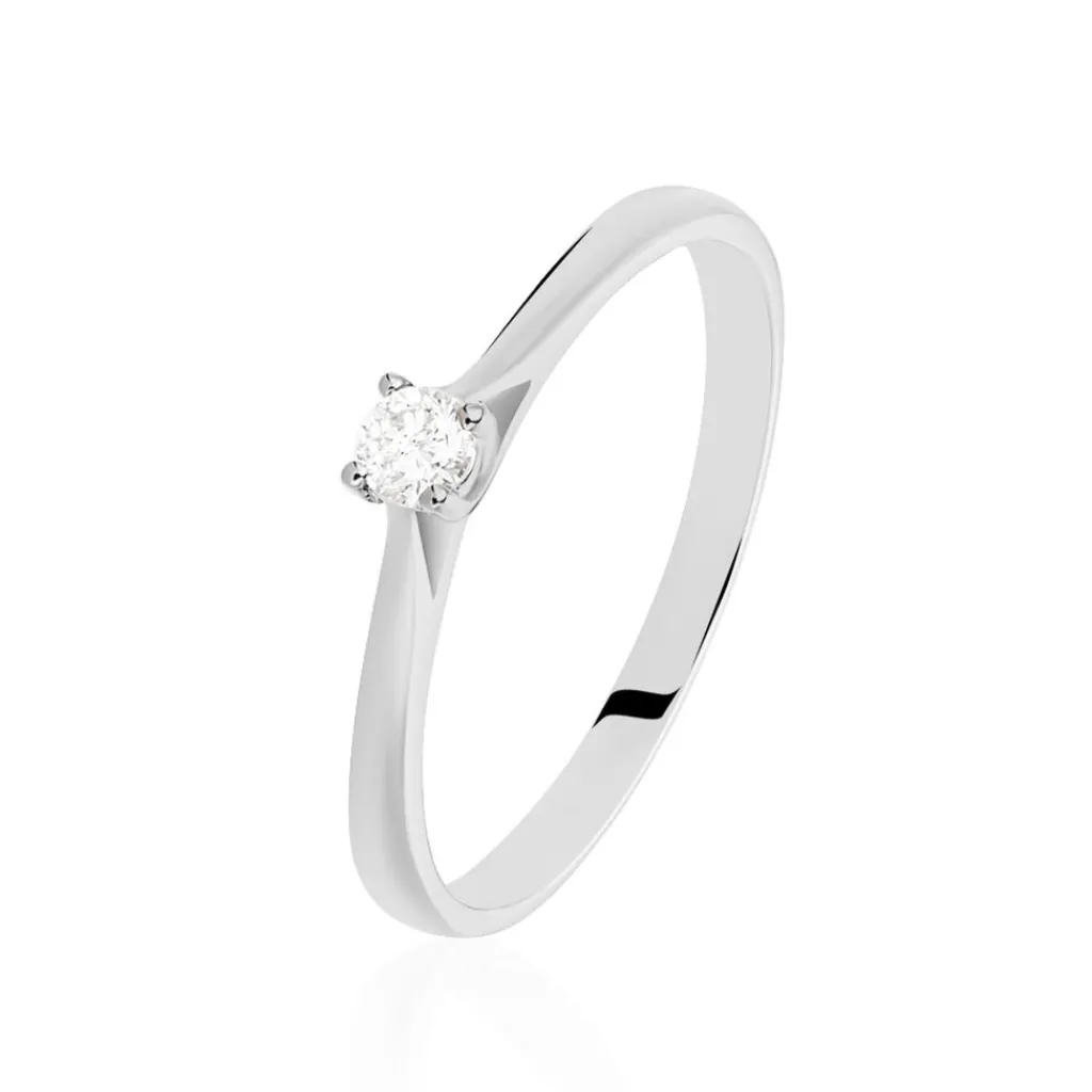 Histoire d'Or Bague Solitaire Victoria or blanc diamant New