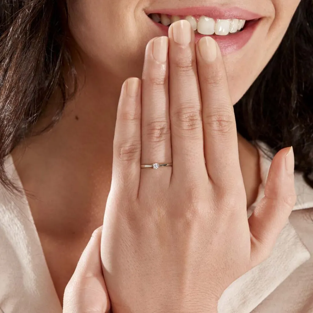 Histoire d'Or Bague Solitaire Victoria or blanc diamant New