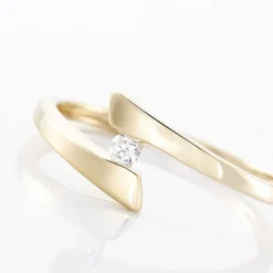 Histoire d'Or Bague Solitaire Vinca or jaune diamant New