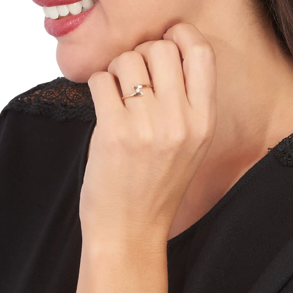 Histoire d'Or Bague Solitaire Vinca or blanc diamant Outlet