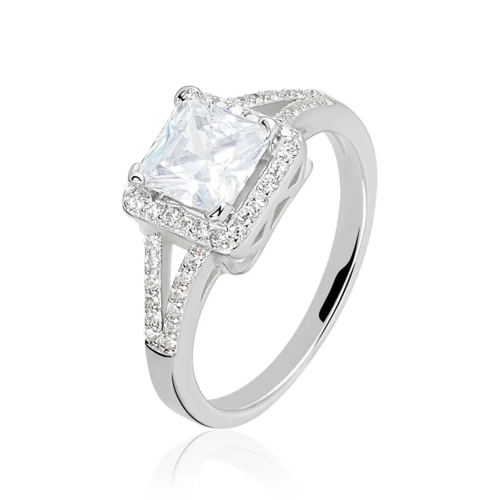 Histoire d'Or Bague Solitaire Wilona Argent Blanc Oxyde De Zirconium Hot