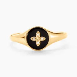 Histoire d'Or Bague Talisman Or Jaune Agate Diamant or jaune agate noir Outlet