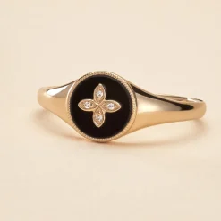 Histoire d'Or Bague Talisman Or Jaune Agate Diamant or jaune agate noir Outlet