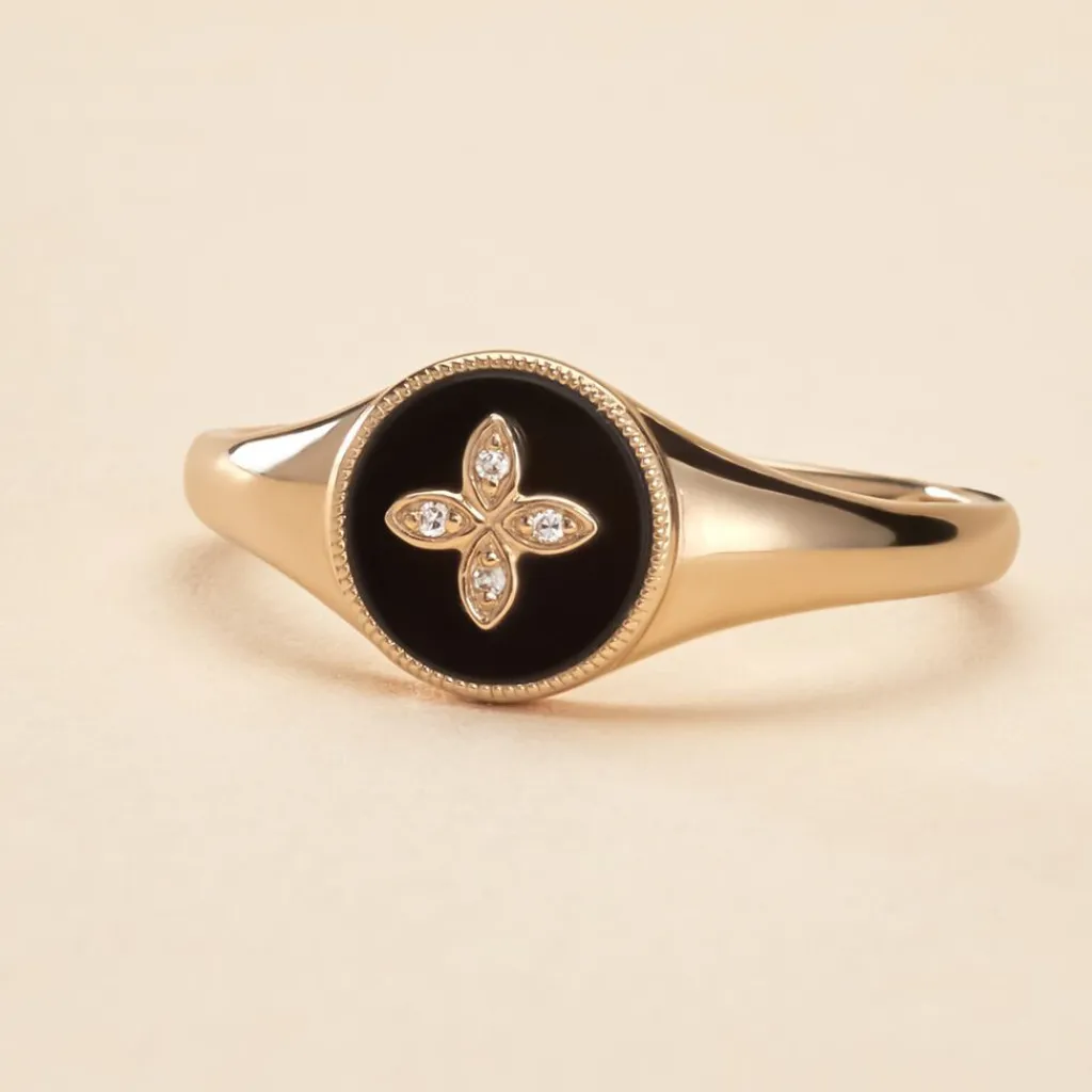 Histoire d'Or Bague Talisman Or Jaune Agate Diamant or jaune agate noir Outlet