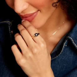 Histoire d'Or Bague Talisman Or Jaune Agate Diamant or jaune agate noir Outlet