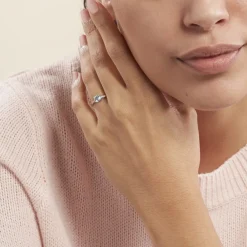 Histoire d'Or Bague Tarente Or Blanc Topaze Et Oxyde De Zirconium