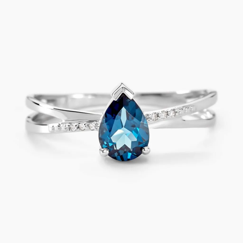 Histoire d'Or Bague Teresa Or Blanc Topaze Et Diamant Discount