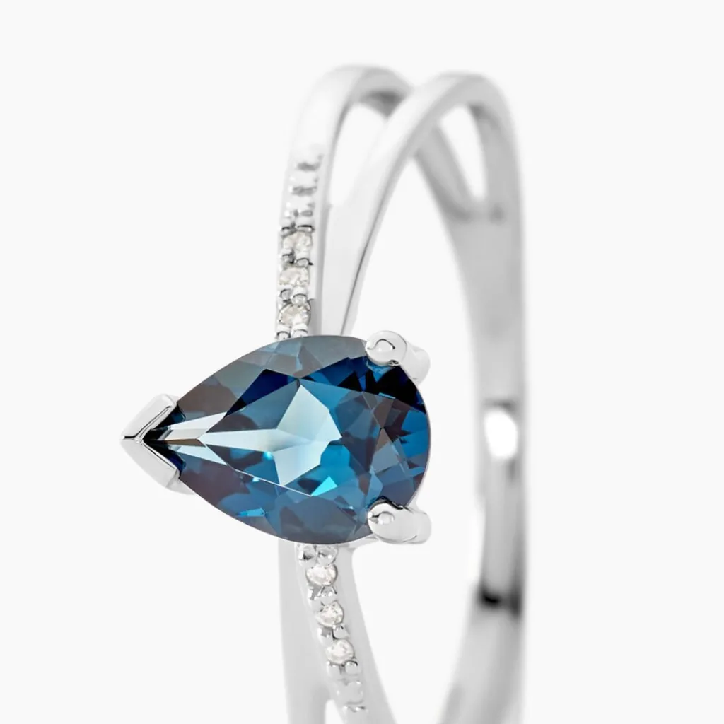 Histoire d'Or Bague Teresa Or Blanc Topaze Et Diamant Discount