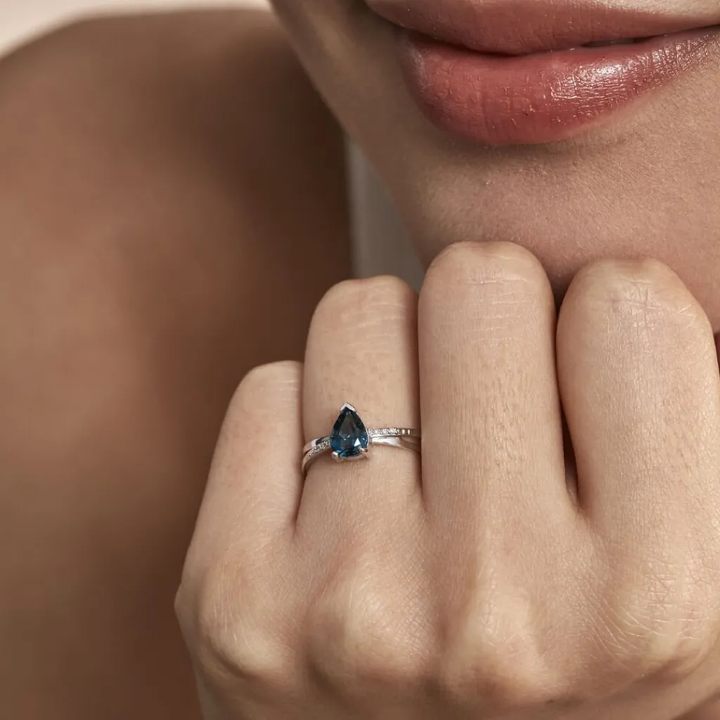 Histoire d'Or Bague Teresa Or Blanc Topaze Et Diamant Discount