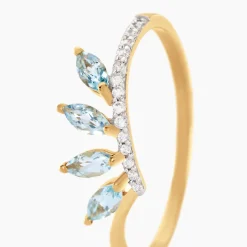 Histoire d'Or Bague Tiara Or Jaune Topaze Oxyde De Zirconium or jaune topaze bleu sky Discount