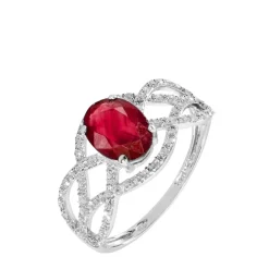 Histoire d'Or Bague Tina Or Blanc Rubis Et Diamant