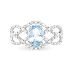 Histoire d'Or Bague Tina Or Blanc Topaze Et Diamant or blanc topaze bleue Hot