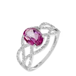 Histoire d'Or Bague Tina Or Blanc Topaze Et Diamant or blanc topaze rose Outlet
