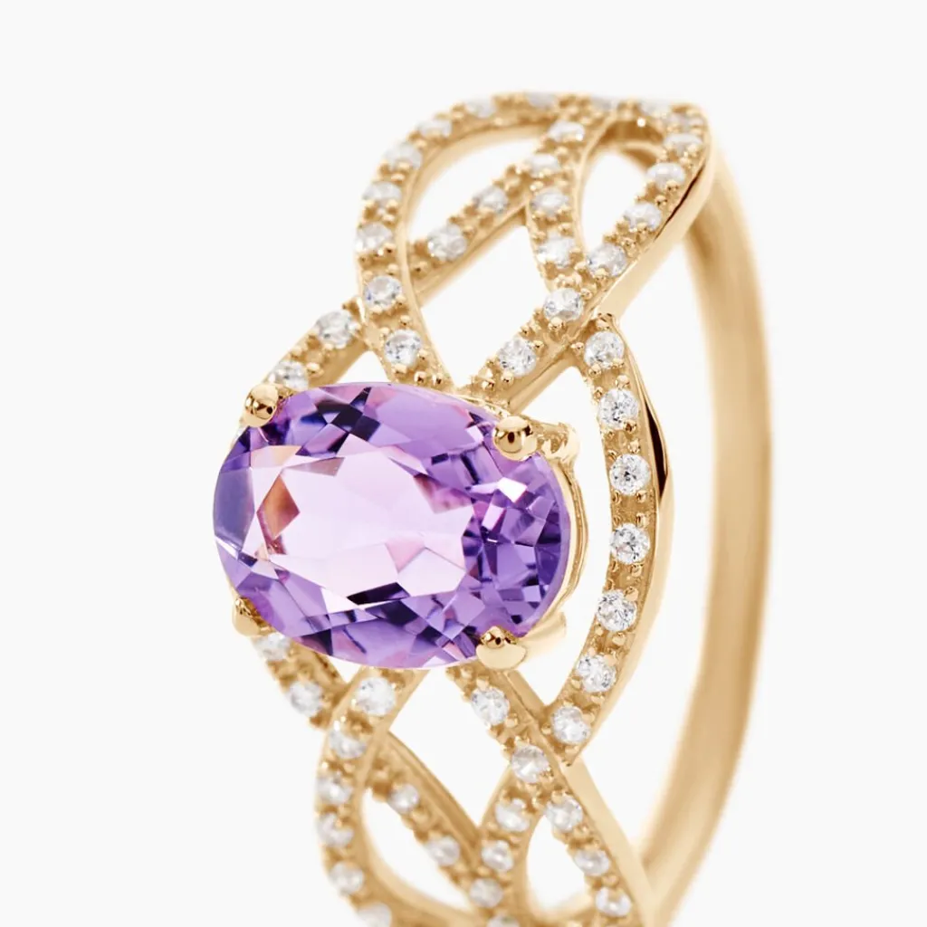 Histoire d'Or Bague Tina Or Jaune Amethyste Et Oxyde De Zirconium or jaune amethyste violette New