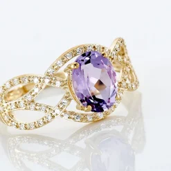Histoire d'Or Bague Tina Or Jaune Amethyste Et Oxyde De Zirconium or jaune amethyste violette New