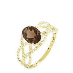 Histoire d'Or Bague Tina Or Jaune Quartz Et Diamant or jaune quartz marron Sale
