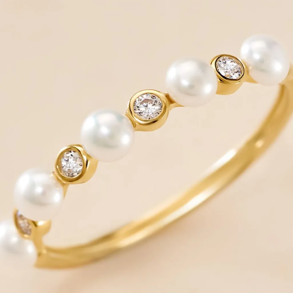 Histoire d'Or Bague Tiny Pearls Or Jaune Perle De Culture Oxyde De Zirconium Online