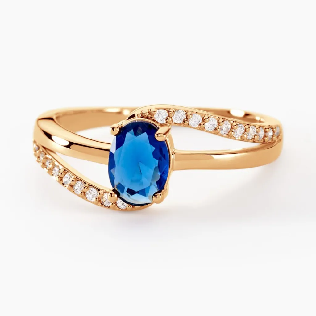 Histoire d'Or Bague Tyana Plaqué Or Jaune Pierre De Synthese Et Oxyde De Zirconium Discount