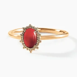 Histoire d'Or Bague Vintage Love Plaqué Or Jaune Agate plaqué or jaune agate rouge Discount