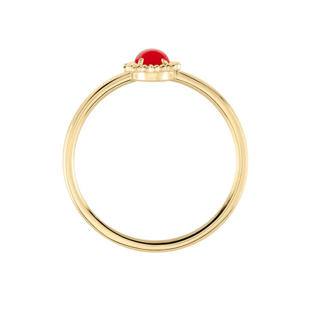 Histoire d'Or Bague Vintage Love Plaqué Or Jaune Agate plaqué or jaune agate rouge Discount