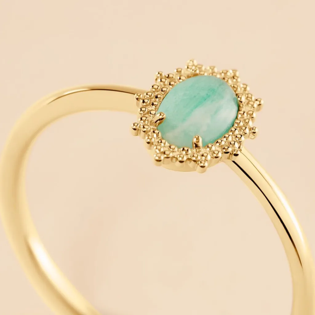 Histoire d'Or Bague Vintage Love Plaqué Or Jaune Amazonite plaqué or jaune amazonite turquoise New