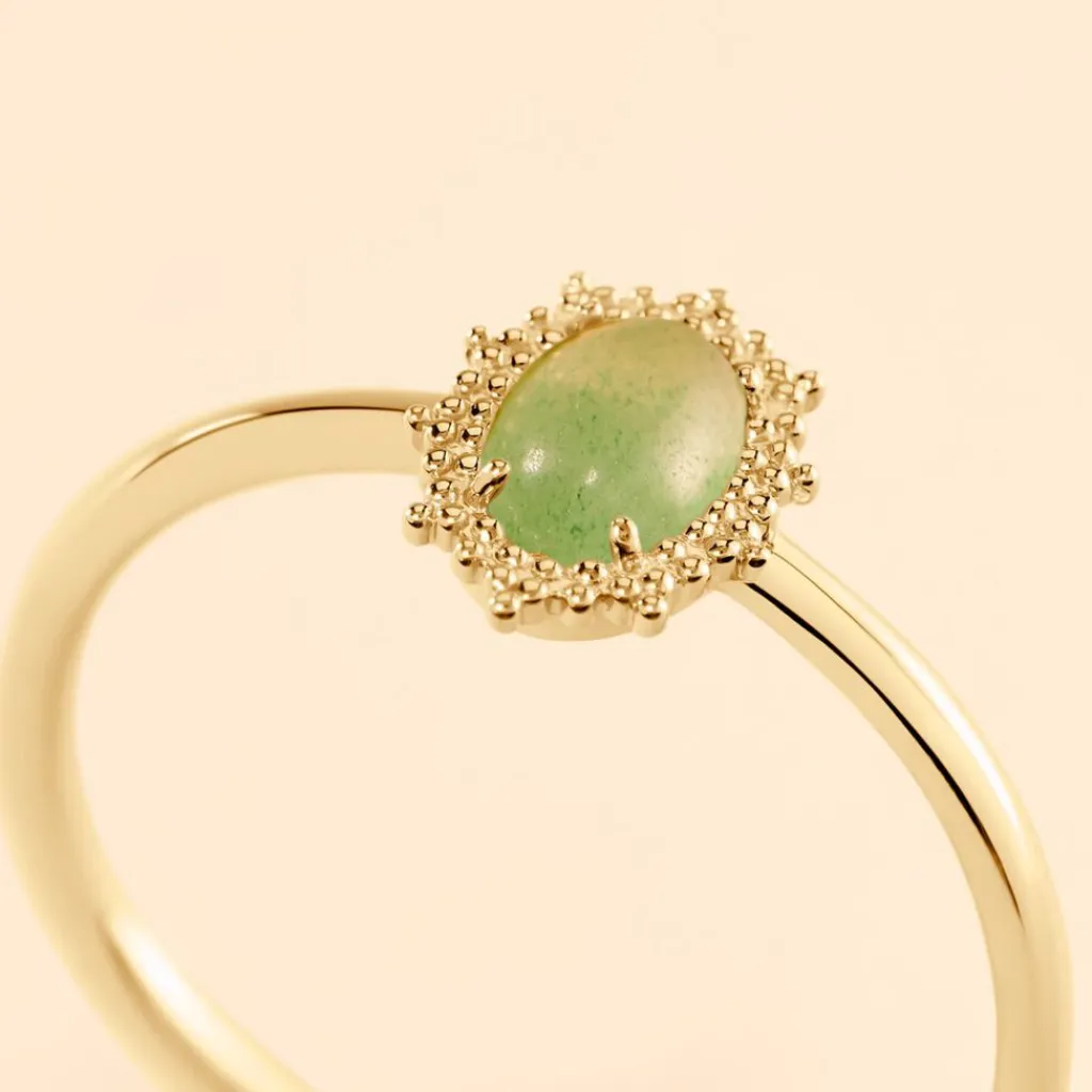Histoire d'Or Bague Vintage Love Plaqué Or Jaune Aventurine plaqué or jaune aventurine vert Outlet