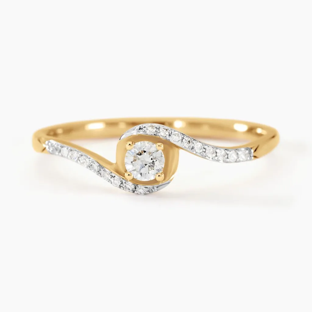 Histoire d'Or Bague Vrille Accompagnee or jaune diamant Hot