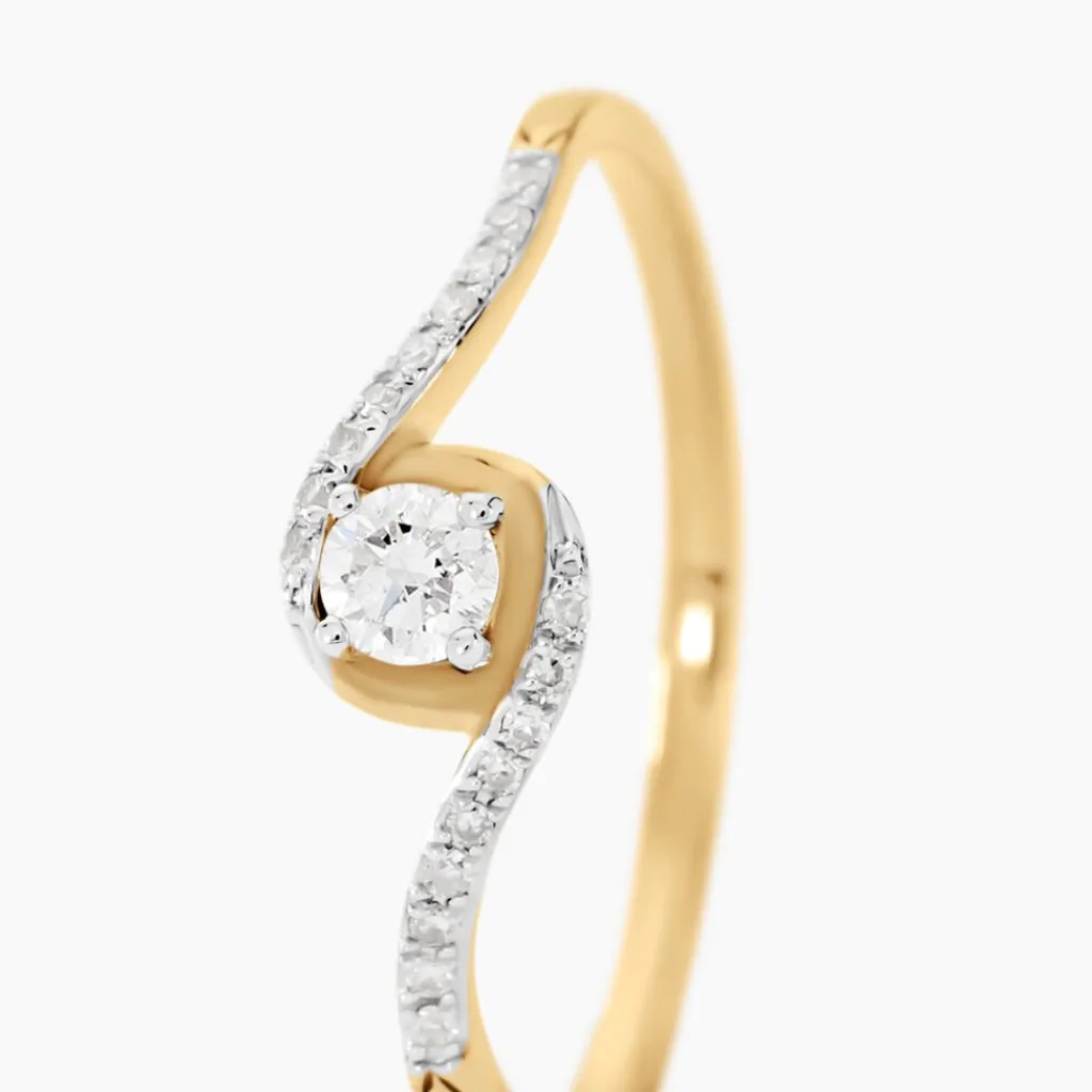 Histoire d'Or Bague Vrille Accompagnee or jaune diamant Hot